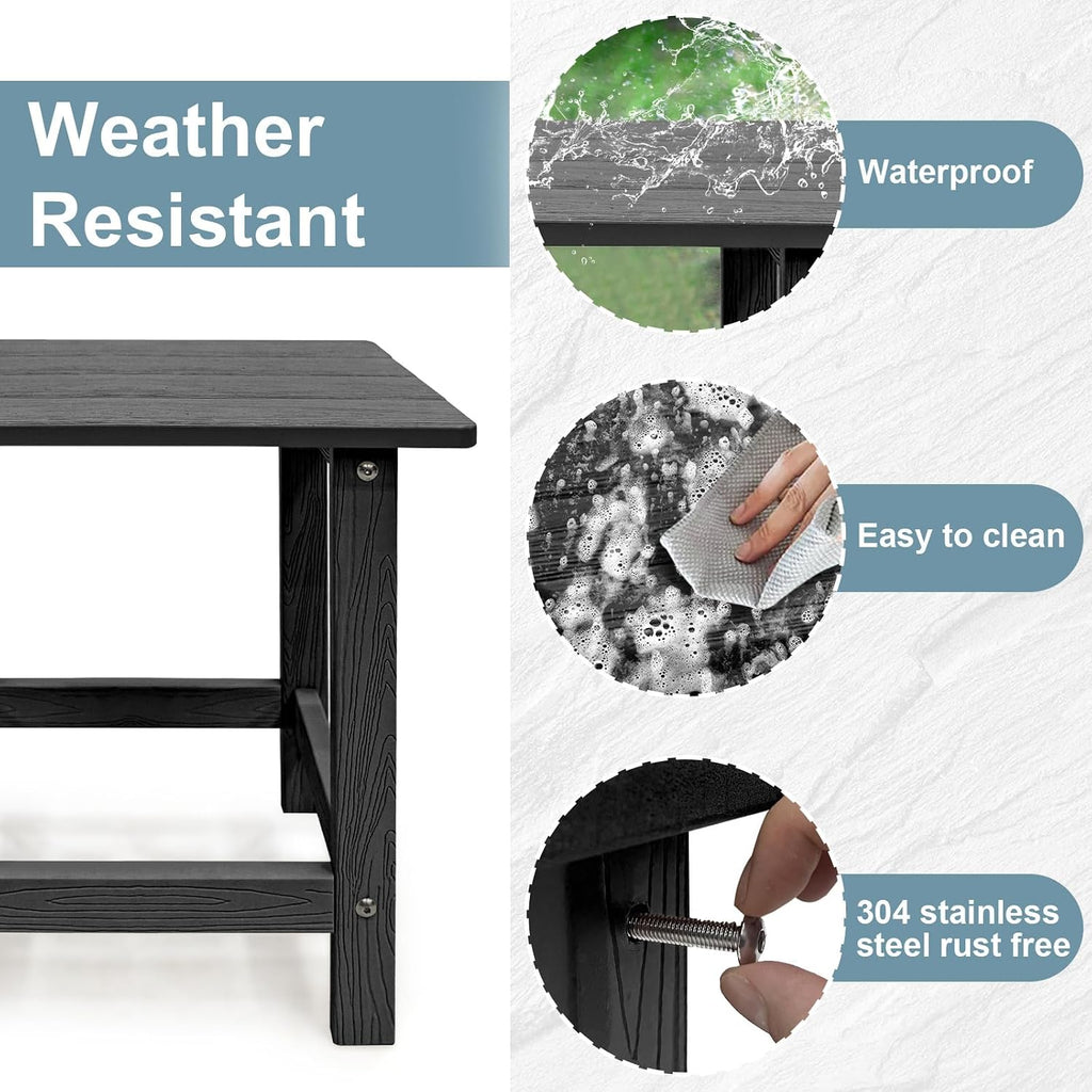meluvici outdoor side table, hdps single adirondack side showing dimensions