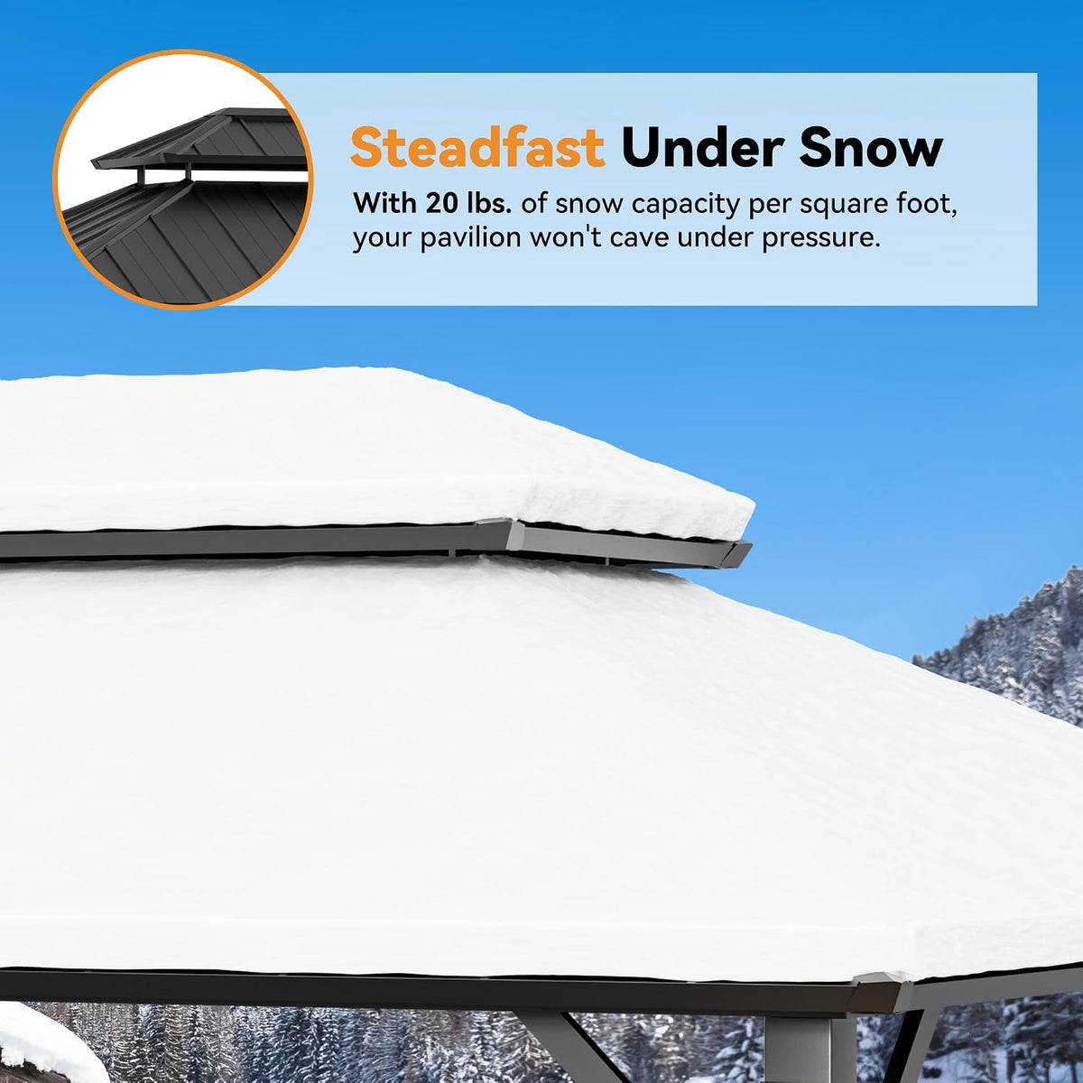 Modern Shade Hardtop Gazebo 10x12 with 4 LED Lights for Backyard, Black