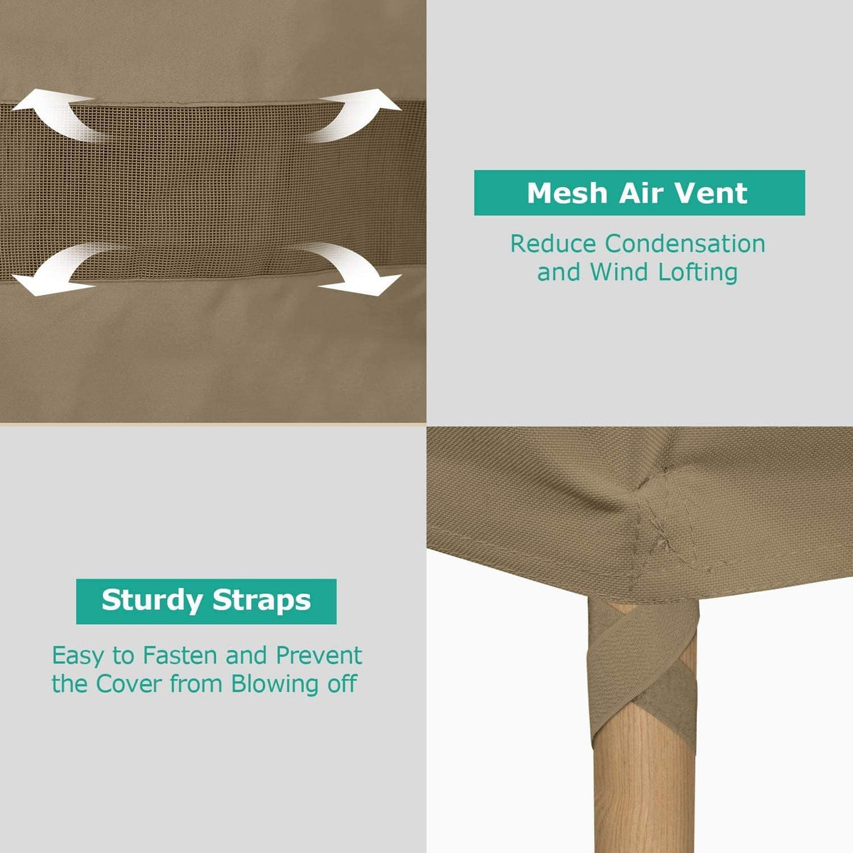 SunPatio Outdoor Chair Covers Waterproof, Heavy Duty Patio Lawn Furniture Cover, All Weather Protection Lounge Deep Seat Covers with Air Vent and Straps, 2 Pack - 34"W x 37"D x 36"/25''H, Taupe