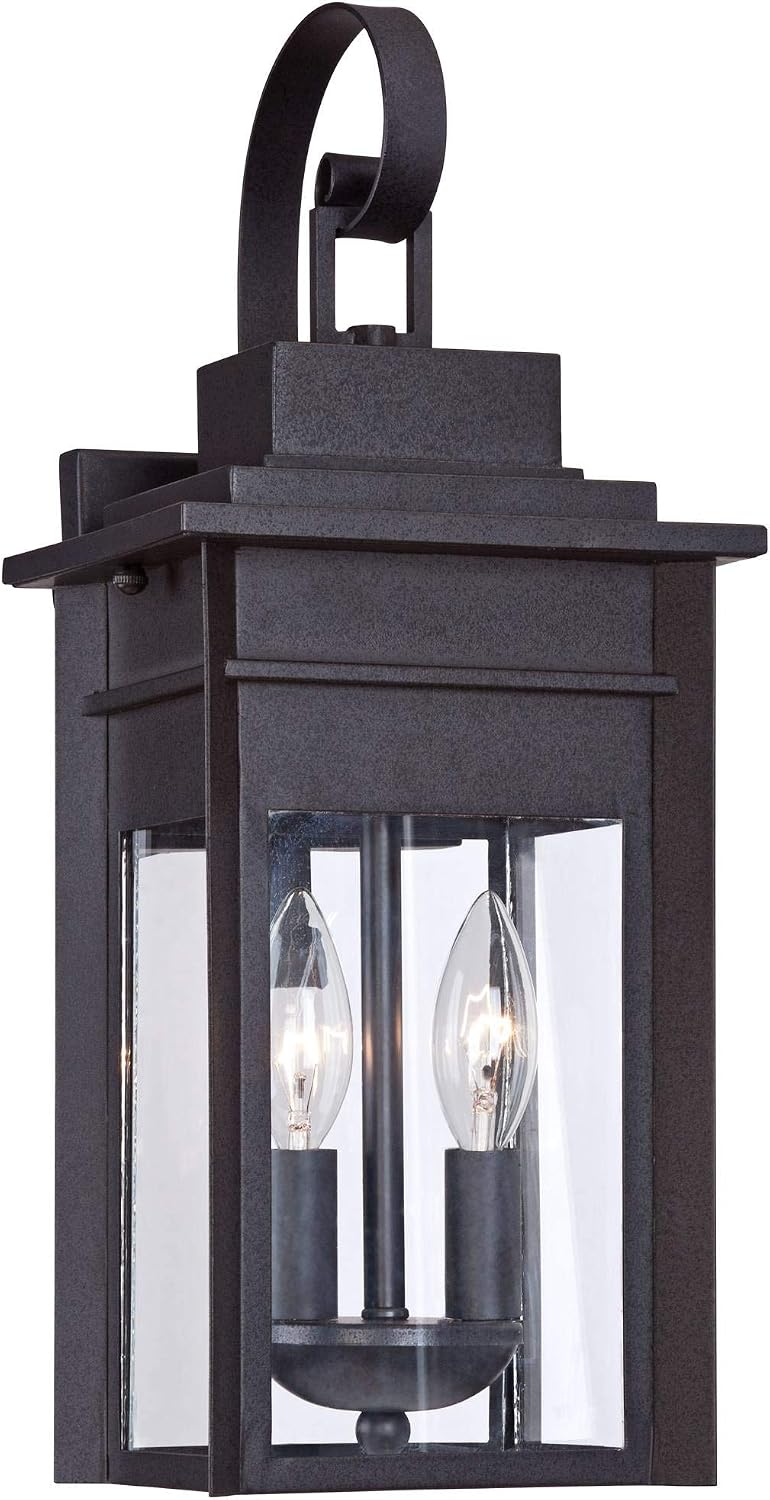 Bransford 17" Black-Gray Traditional Outdoor Lantern Wall Light Fixture