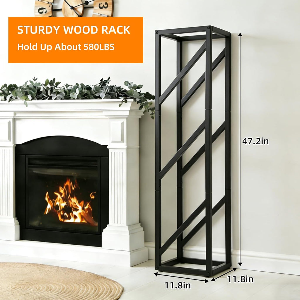 4FT Adjustable Firewood Rack Heavy Duty Metal Log Holder