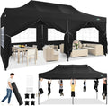 COBIZI 10x20 Heavy Duty Pop Up Canopy Tent with 6 Sidewalls, Black