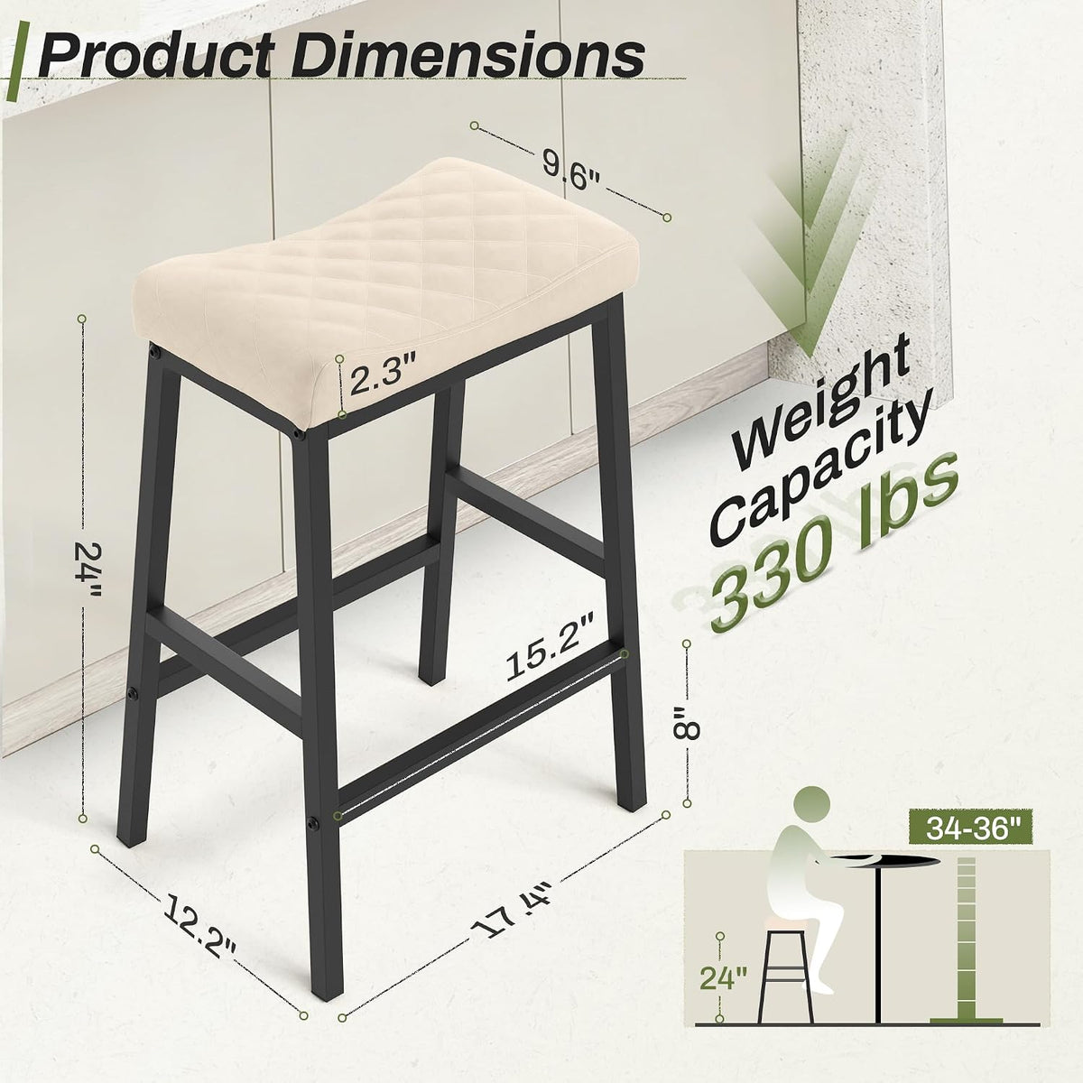 counter height bar stools set of 3, saddle shown in use
