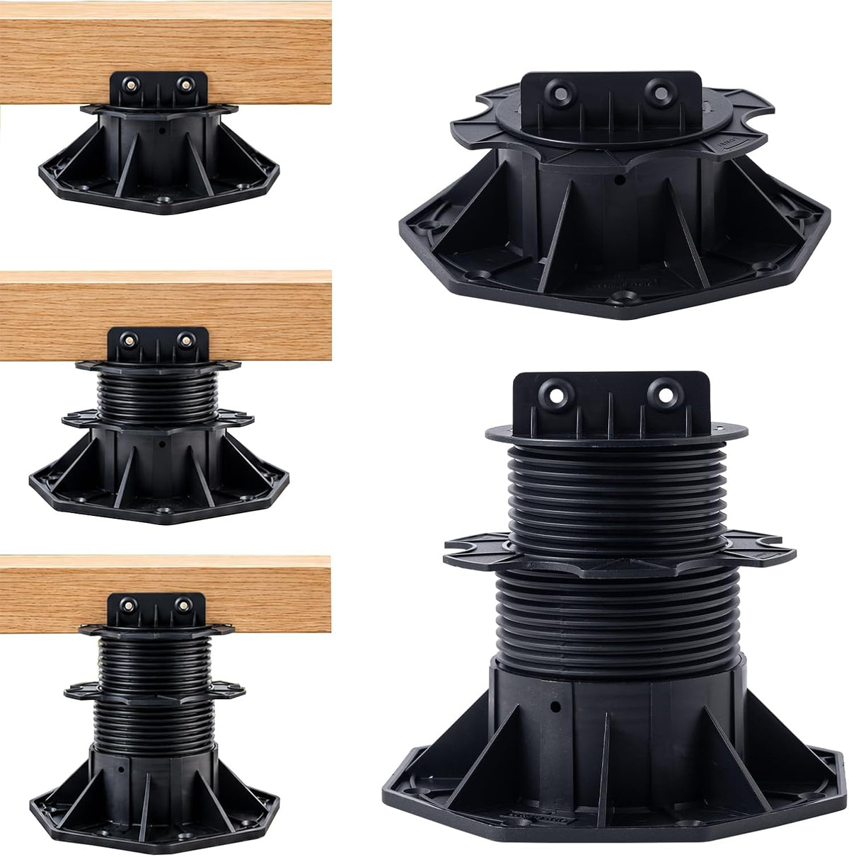 adjustable support pedestal foundation base for floating deck shown in use