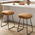 VASAGLE Bar Stools Set of 2, Leather, Metal Sled Legs, 25.6 Inches