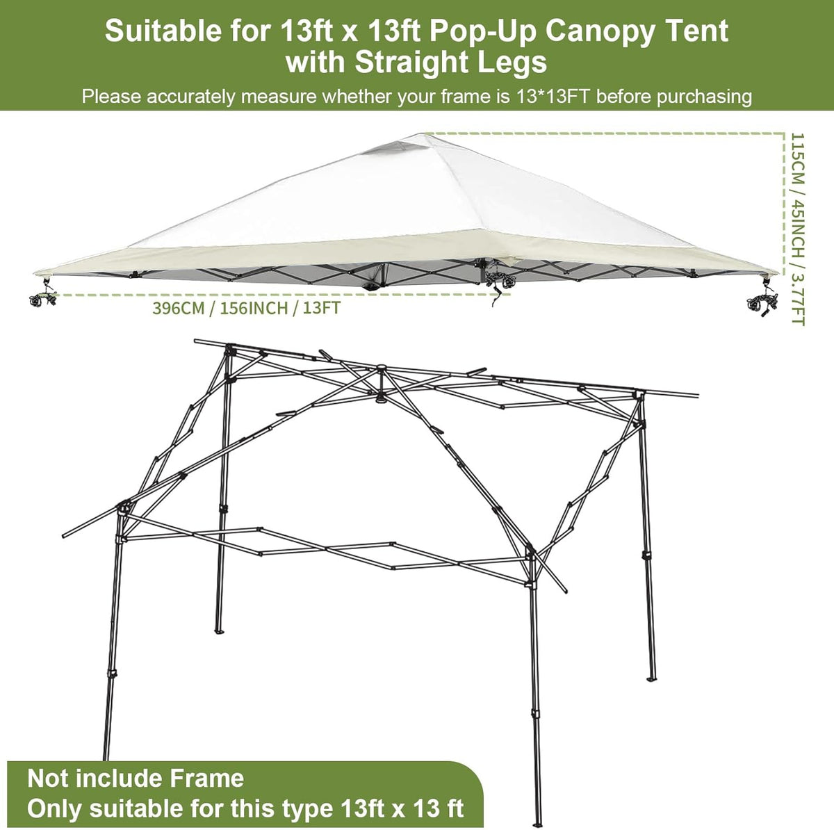 13x13 Canopy Replacement Top Cover with Air Vent-Top only