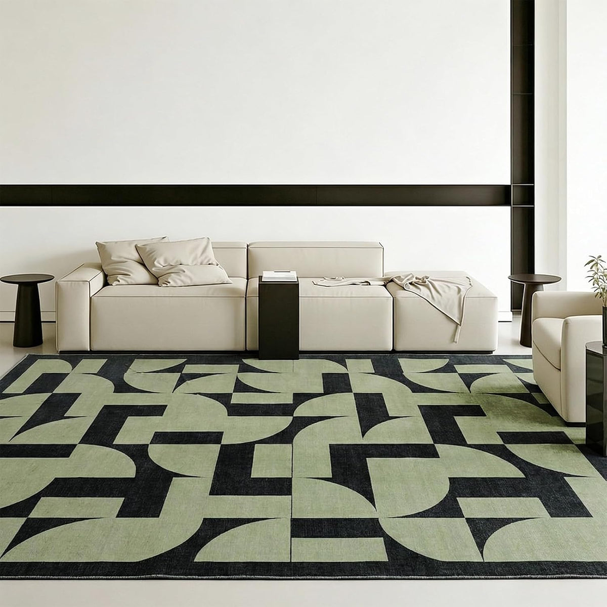 ThreadGlobe Abstract 8x10 Area Rugs Geometric for Living Room, Dark Green