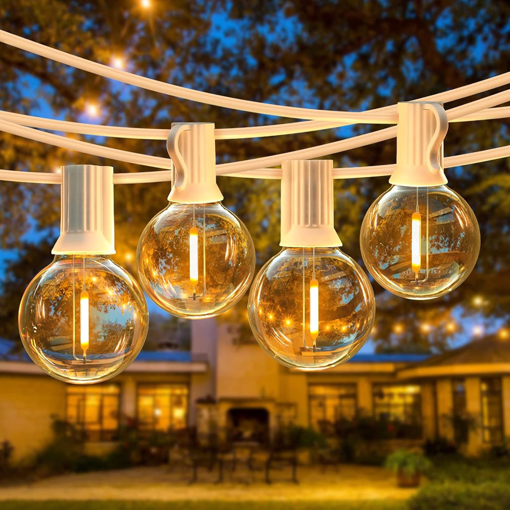 50FT LED G40 Globe String Lights White with 50+2 Dimmable Edison Bulbs