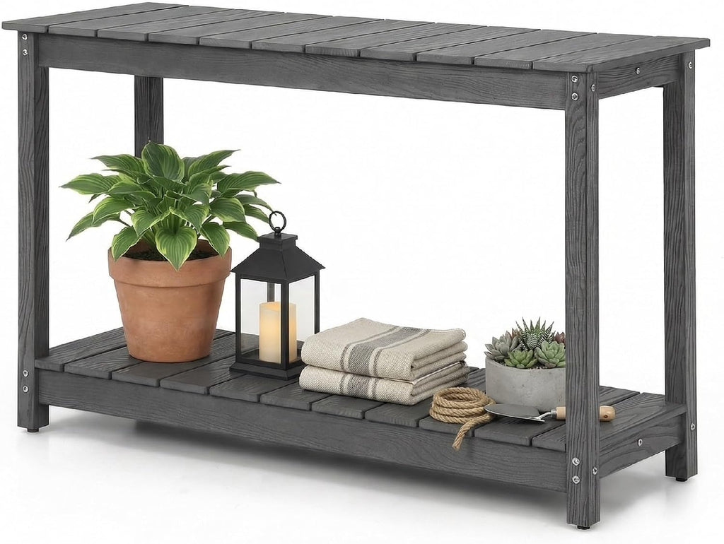 Outdoor Console Table, 48" Weather Resistant HIPS Patio Side Table