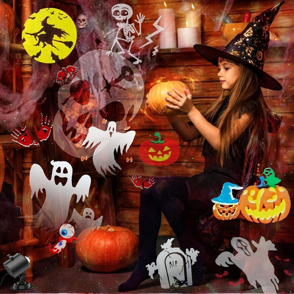 Brighter Halloween Projector Lights, 2026 Upgraded Halloween Decorations Holiday Projector Display 4 Patterns at A Time (Ocean Wave & Patterns), 4 Holiday Themes Christmas’ Day Decor Light