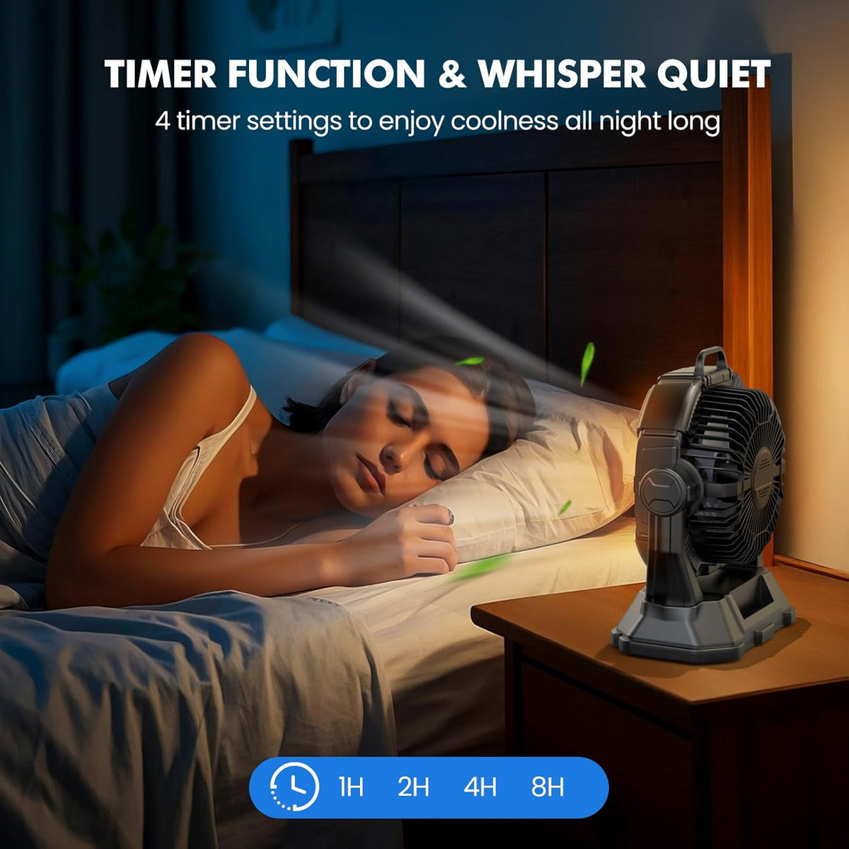 Wilody Portable Misting Fan Rechargeable with Remote Control, 6L Bucket Camping Fan with LED Lights & Stepless Speed Control & Cooling Mist, Portable Handle & Rotate Hook, Timer Function