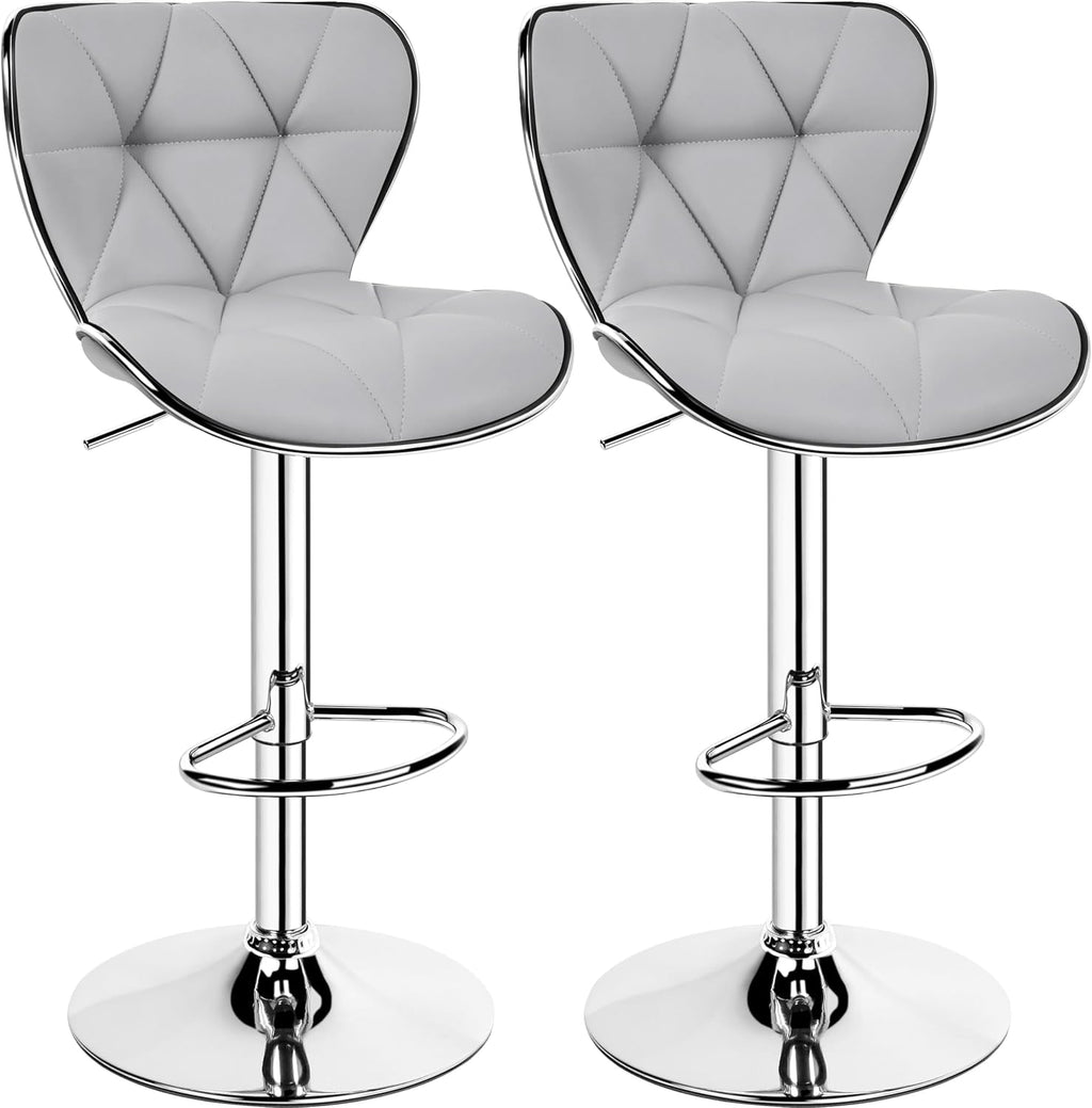 Yaheetech Bar Stools Set of 2 Modern Swivel Counter Barstools Light Gray