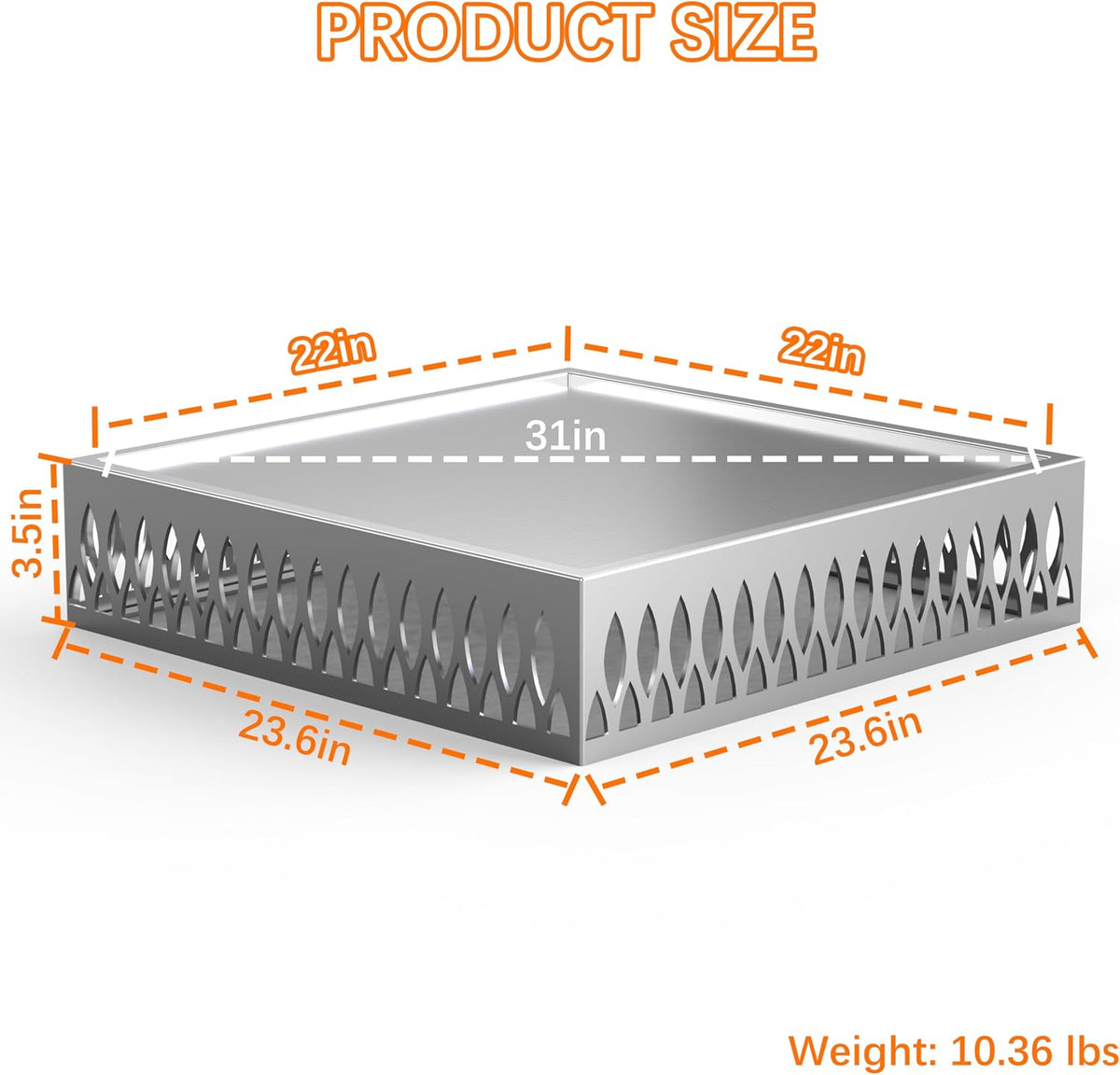 Stainless Steel Fire Pit Base for Surface Protection, X22 (23.6 Inch) Metal Fire Pit Mat, Heavy Duty Accessory for Solo Stove, Deck Protector with Air Vents for Indoor Outdoor Use