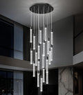 High Ceiling Crystal Staircase Chandelier: 20 Lights Black Foyer Lighting