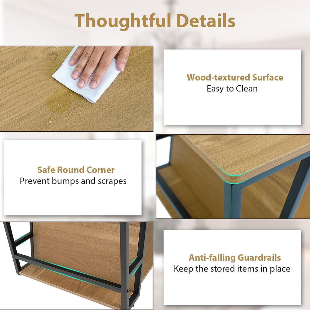 GIANTEX Modern Coffee Table with Storage, 2-Tier Wood Center Table, Oak