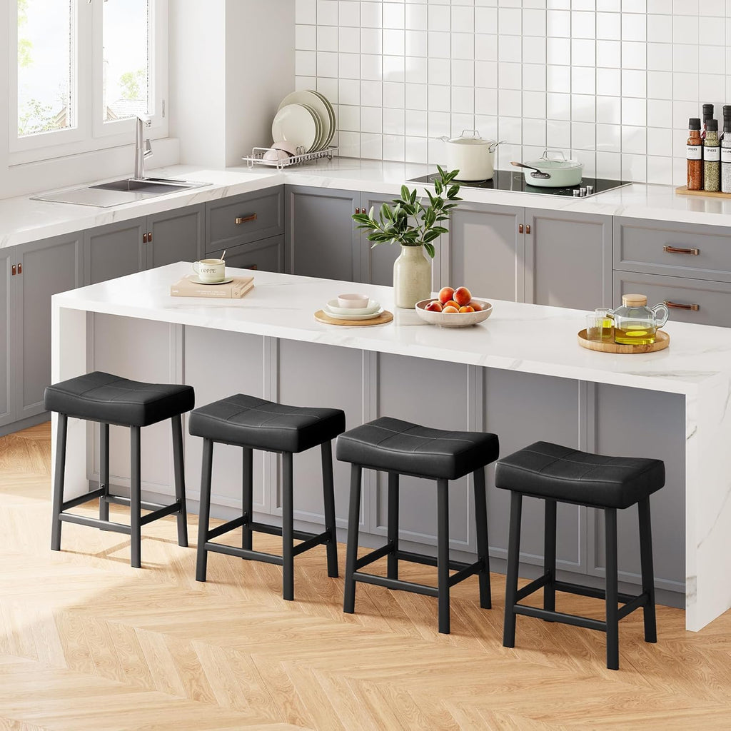 GAOMON Bar Stools Set of 2, 24" Counter Height Upholstered Padded Barstools