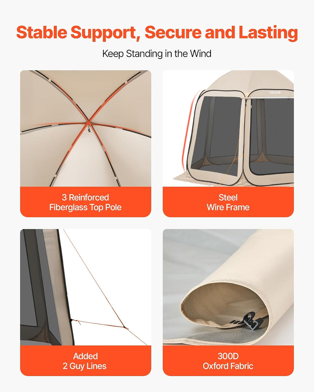 Pop Up Screen House Tent VEVOR 10 x 9.2 FT Pop-Up Screen Room with Awning, Portable Screen Tent Gazebo for 4–8 Person, Instant Screen Canopy with Carry Bag for Patio Backyard Camping