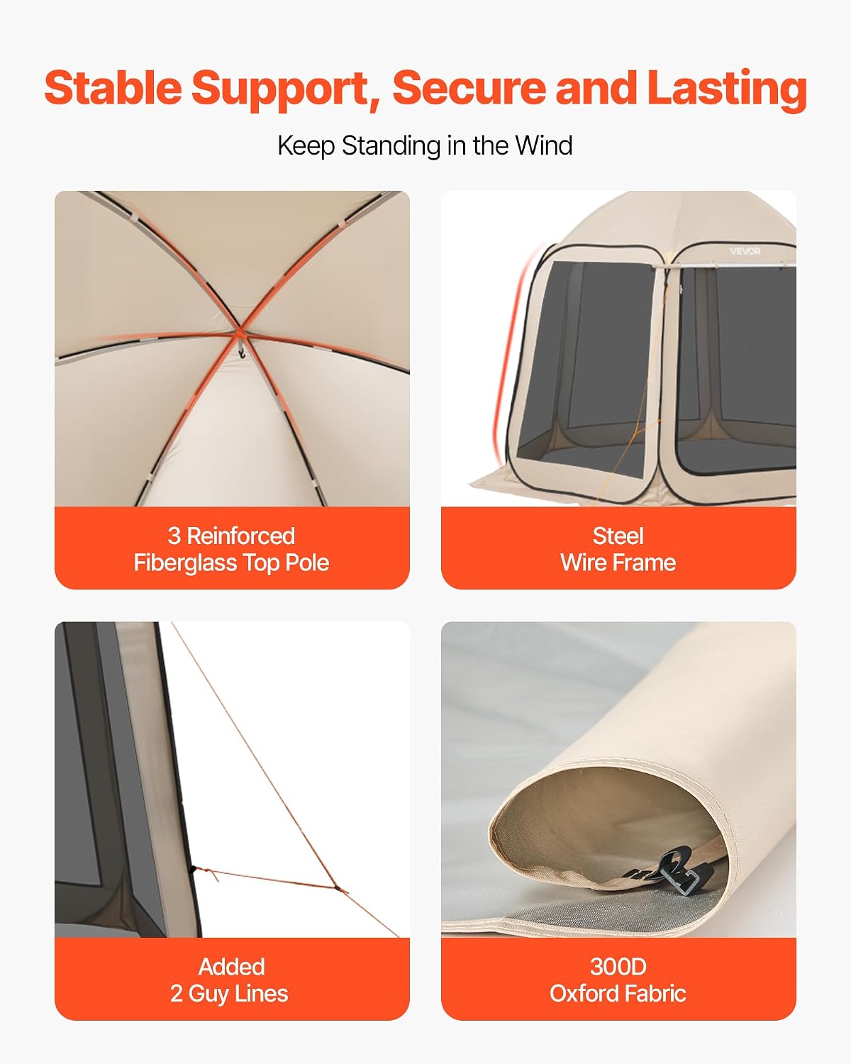 Pop Up Screen House Tent VEVOR 10 x 9.2 FT Pop-Up Screen Room with Awning, Portable Screen Tent Gazebo for 4–8 Person, Instant Screen Canopy with Carry Bag for Patio Backyard Camping