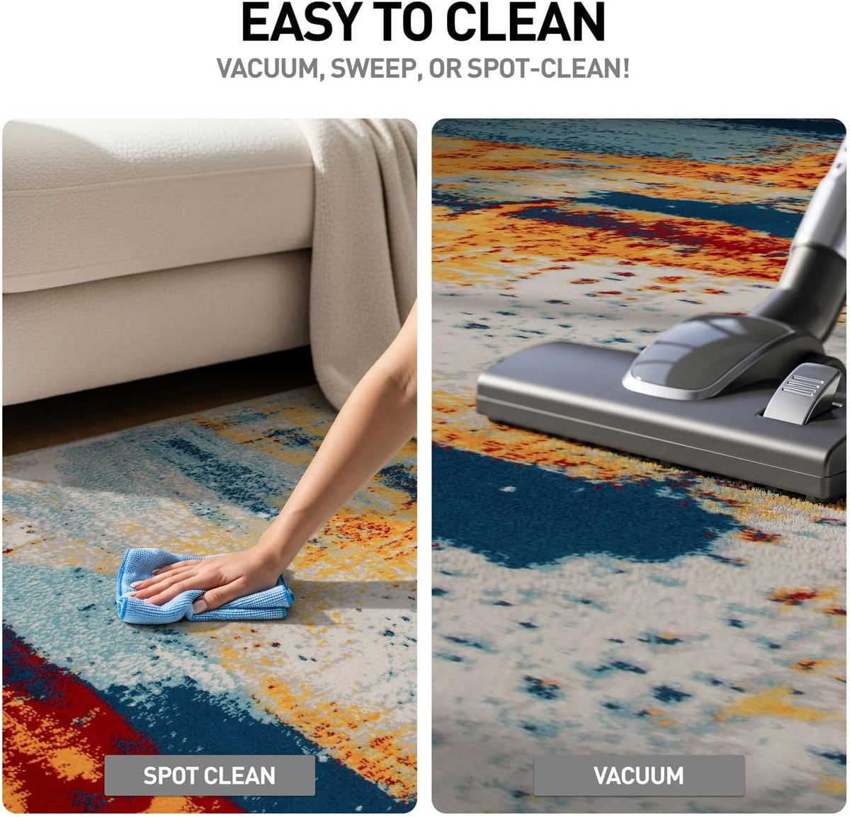 Rugshop Abstract Fade-Resistant Living Room Area Rug Multi 7'10" x 10'