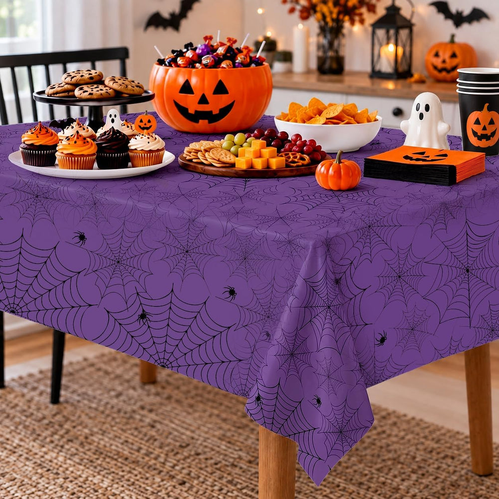 12 Pack Halloween Tablecloth, 108 x 54 in Spider Web Table Cloth