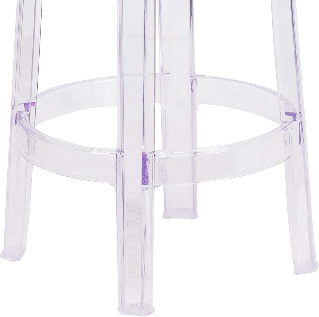 flash furniture laney 25.75" indoor/outdoor counter height transparent showing dimensions