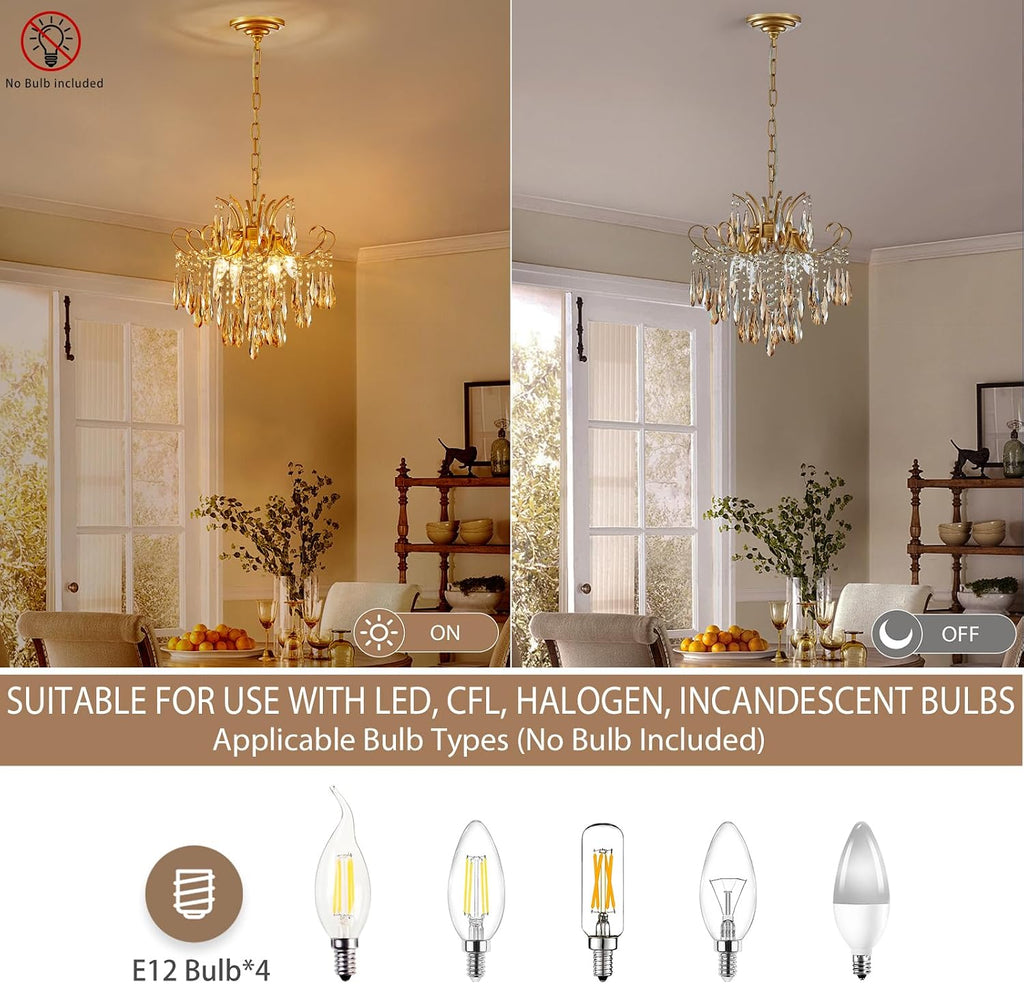 gold crystal chandeliers for dining room 4-light modern showing dimensions
