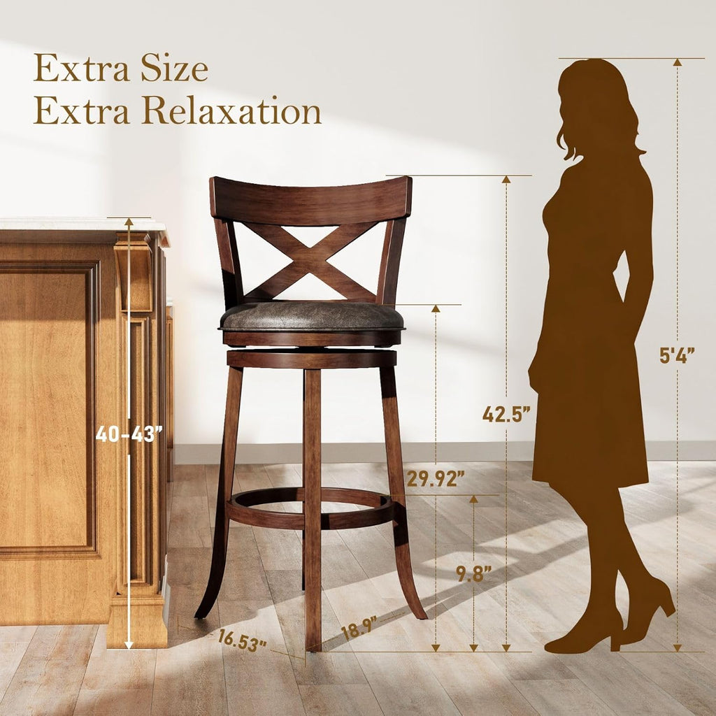 Sophia & William 30 Inch Swivel Bar Stools Set of 6, Bar Height Barstools