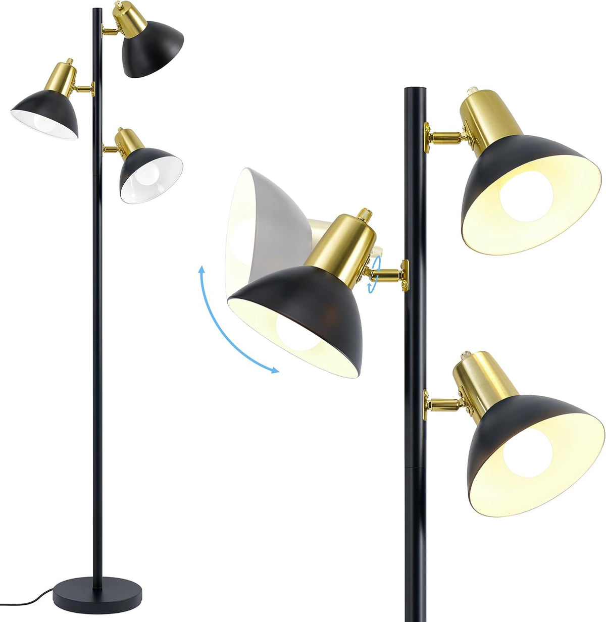 3 Light Floor Lamps for Living Room, 67" Tall Metal Modern Tree Floor Lamp