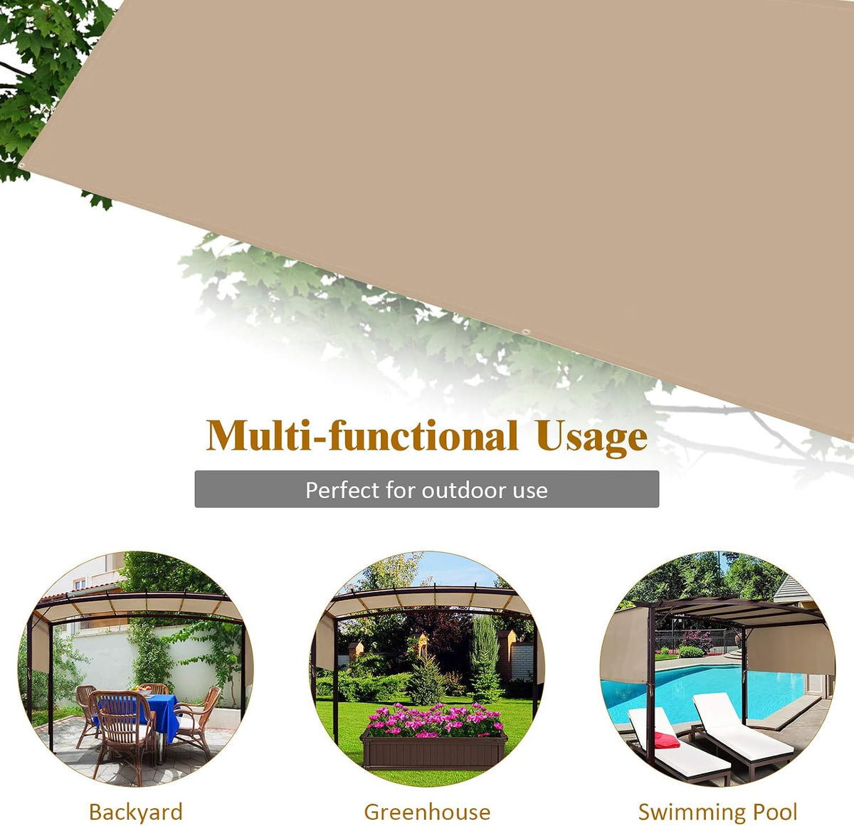 Tangkula 16.7x6.7 Ft Pergola Replacement Canopy Shade Cover, Beige