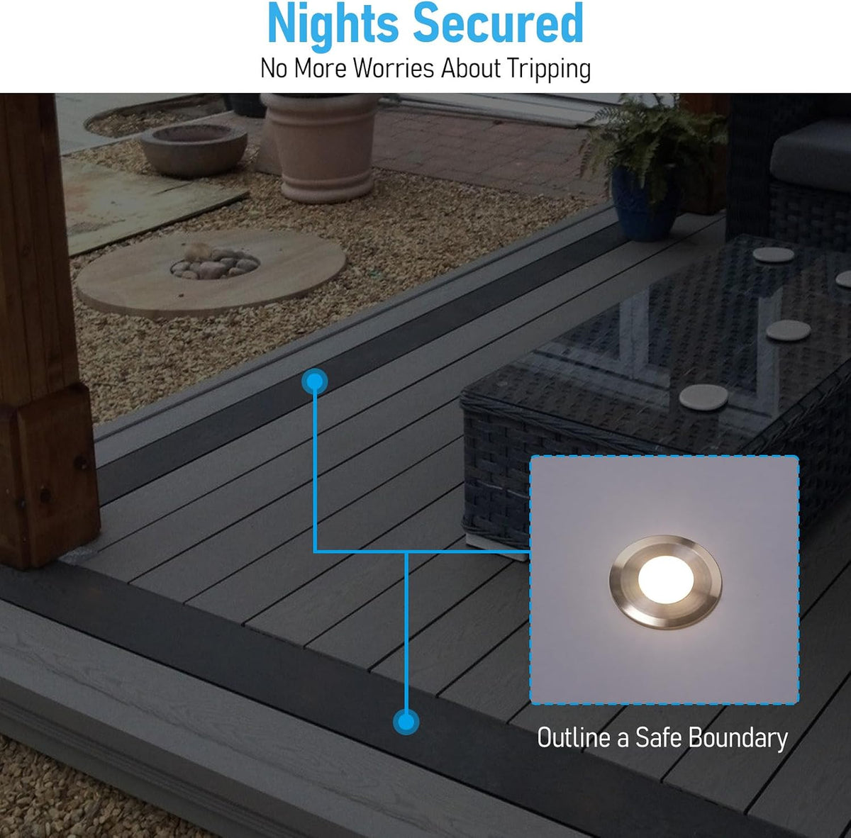 leonlite 12-pack 3000k recessed low voltage deck light, side view