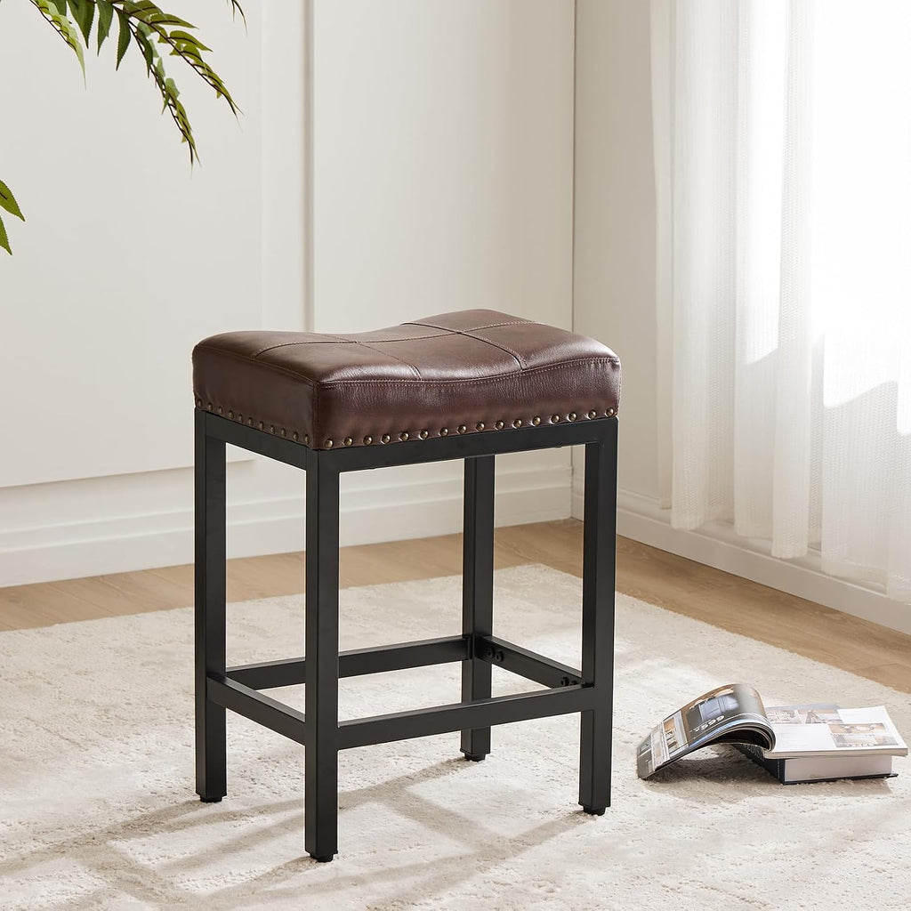 DUMOS 24 Inch Counter Height Bar Stools Set of 4, Kitchen Island, Brown
