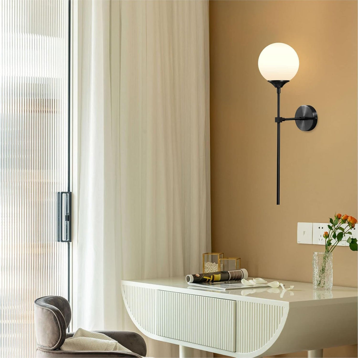 kco frosted white glass globe wall sconce mid, package contents