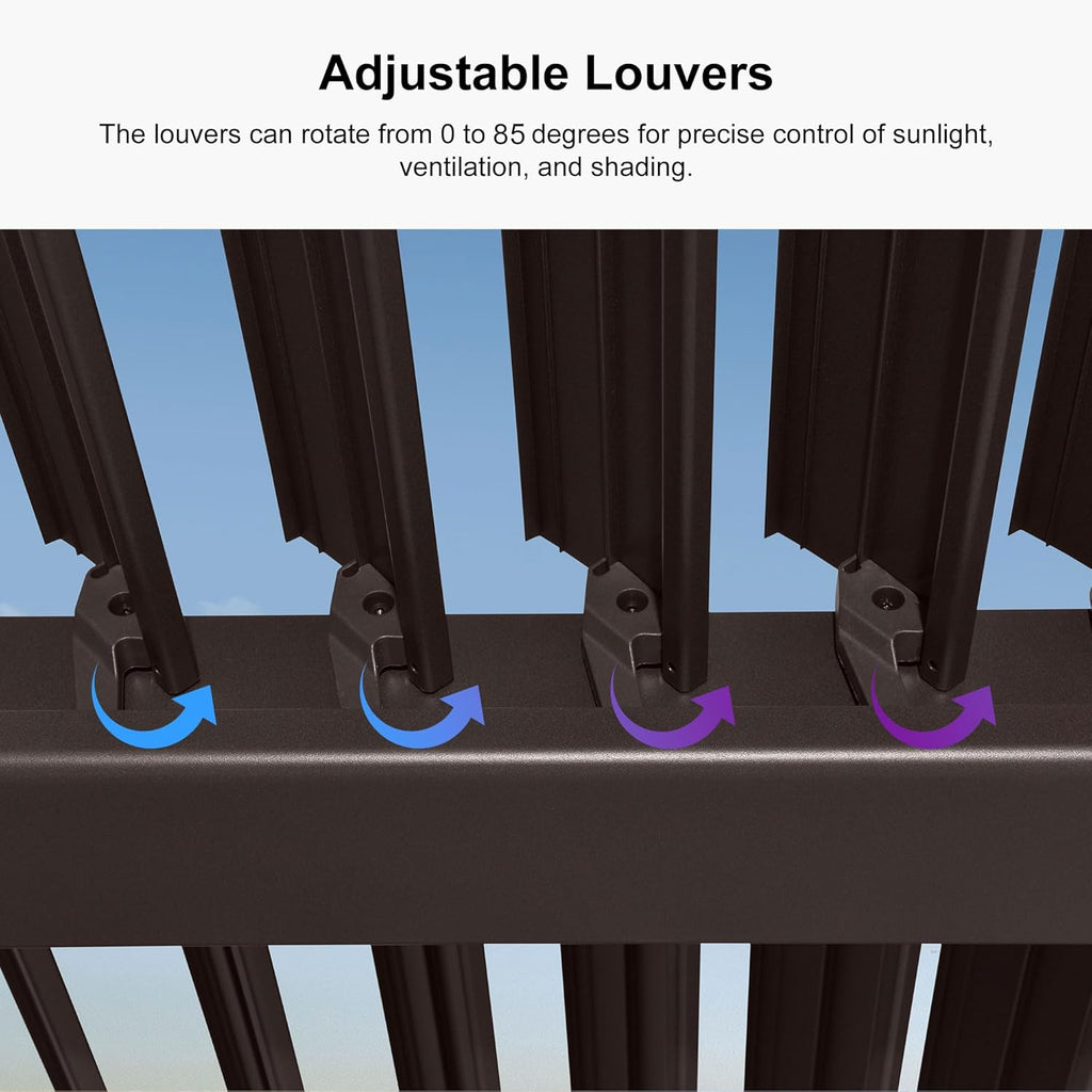 PURPLE LEAF Patio Louvered Pergola 11' x 15' Outdoor Hardtop Gazebo Bronze