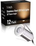 LEONLITE 12-Pack 3000K Recessed Low Voltage Deck Light, Flat Round Aperture