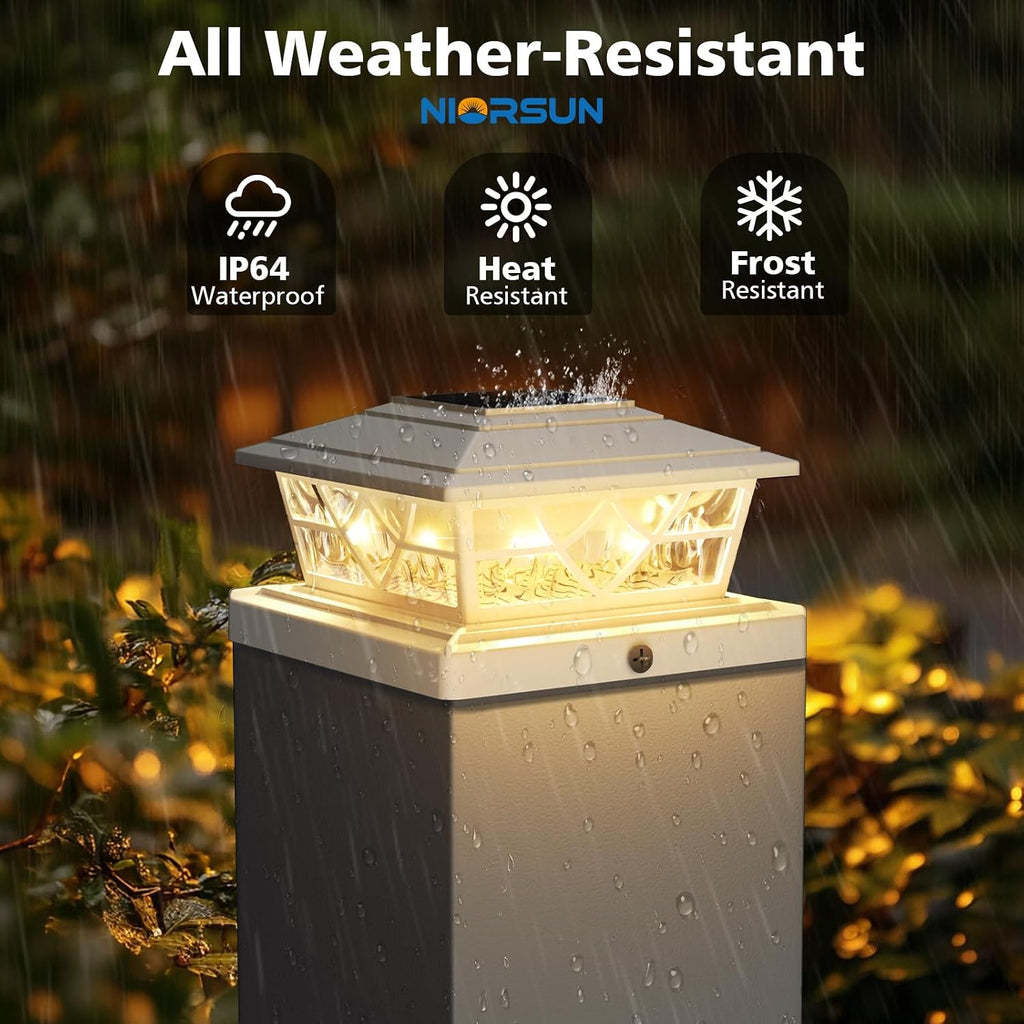 NIORSUN 4x4 Post Solar Lights,Solar Post Lights with 2 Modes, 12 Pack White