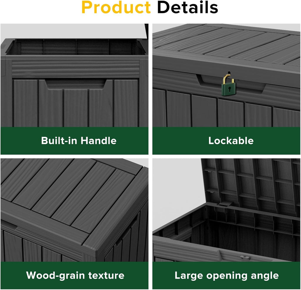 EasyUp 45 Gal Waterproof Outdoor Storage Box UV Resistant Deck Box