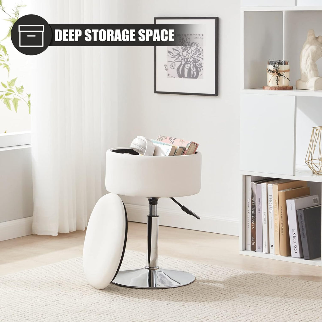 Adjustable Vanity Stool with Storage Swivel Vanity Chair Makeup