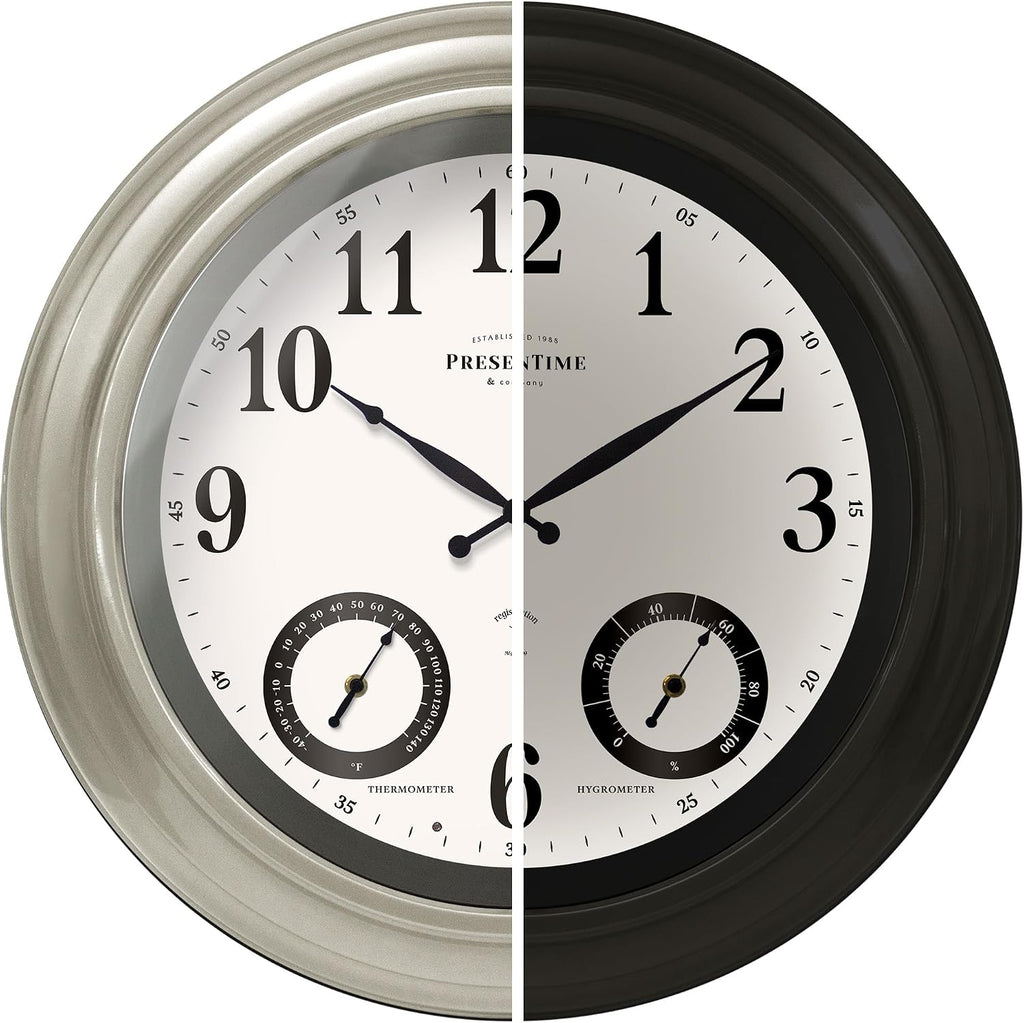 Presentime 24 inch Large Illuminated Waterproof Outdoor Clock