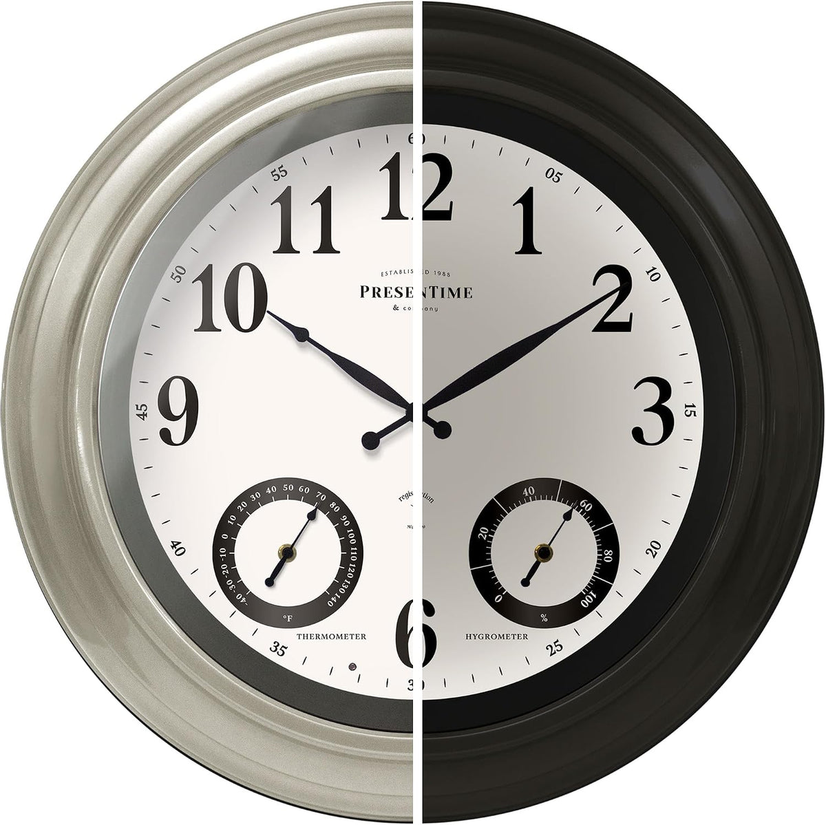 Presentime 24 inch Large Illuminated Waterproof Outdoor Clock