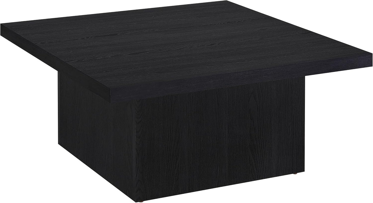 Coaster Home Furnishings - Devar - Wood - Square Coffee Table with Pedestal Base, Geometric Design and Contemporary Style - Living Room - Black - 706408