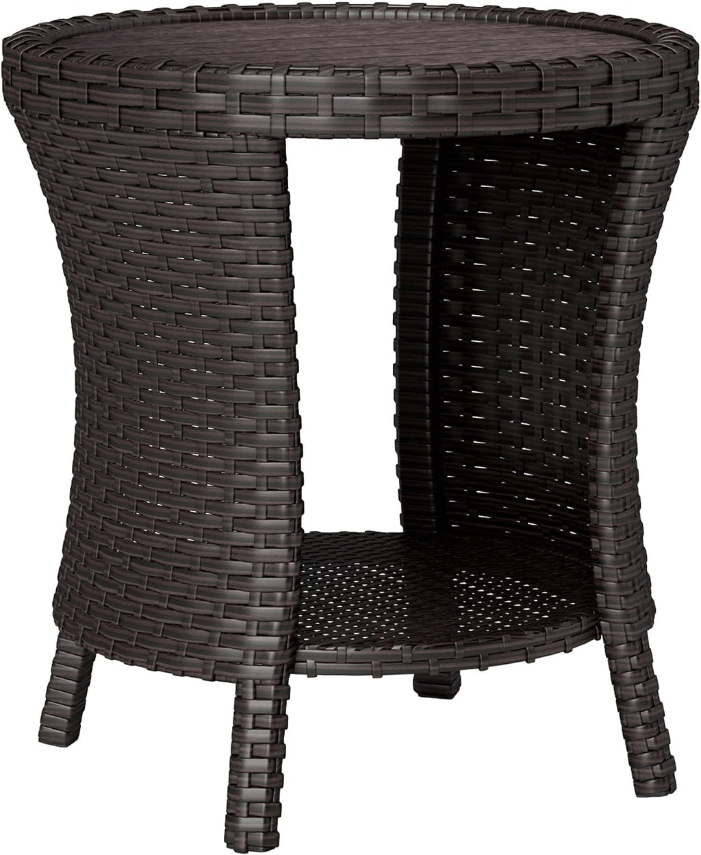 Outsunny 18" Outdoor Wicker Coffee Table 2-Tier Side Table Mixed Brown