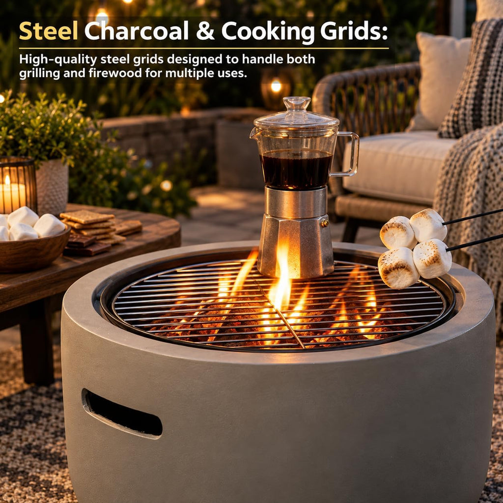barton 18" round outdoor fire pit, magnesium oxide, package contents