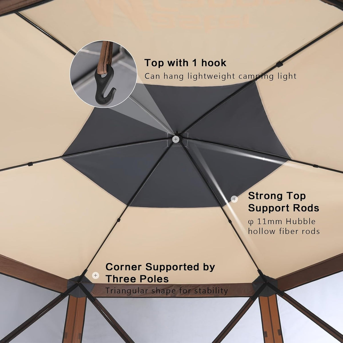 MASTERCANOPY 12x12Pop Up Gazebo Screen Room with Netting Beige&Coffee