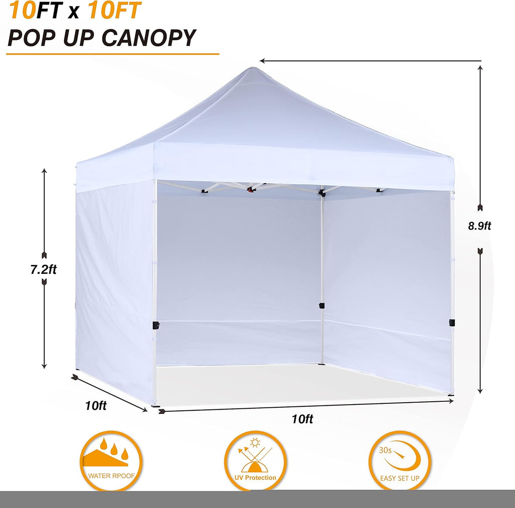 hlong 10x10 heavy duty pop-up canopy with 4, close-up detail