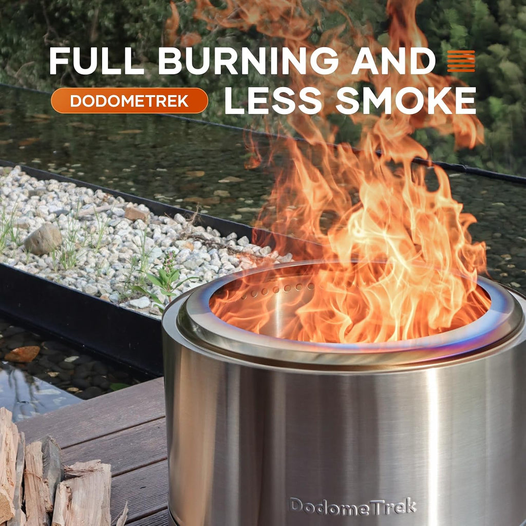 Smokeless Fire Pit, Portable Firepit Outdoor, 27 Inch Stainless Steel