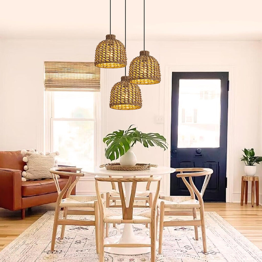 rattan pendant light,mini seagrass hanging light showing dimensions