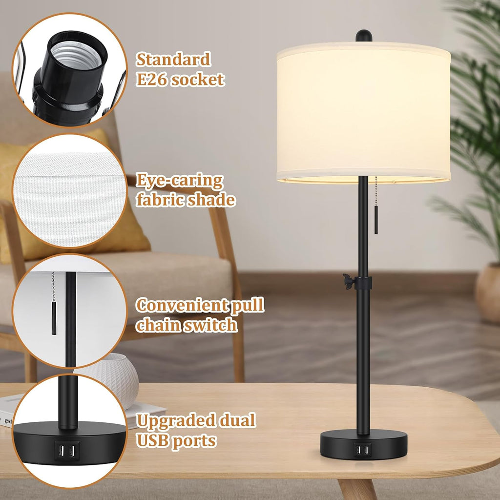 Kondras Table Lamp for Bedroom, 23" to 30" Height Adjustable Bedside Lamp