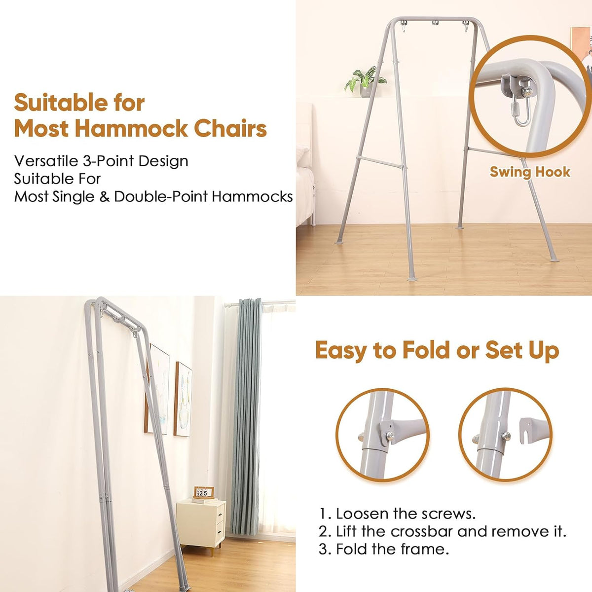 foldable hammock stand, portable hammock chair stand, 300 showing dimensions