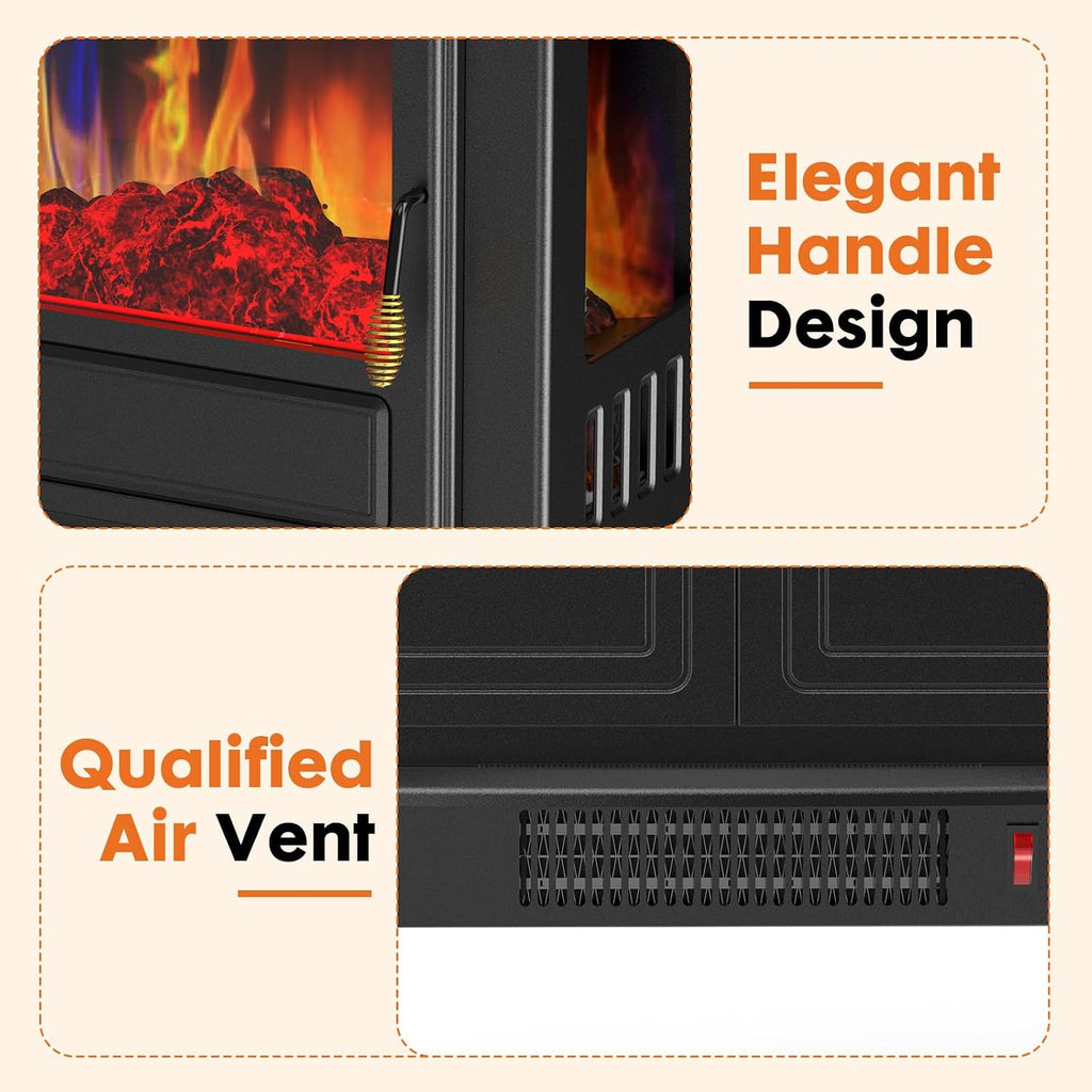 Sweetcrispy 26" Electric Fireplace Heater, Freestanding Indoor Fireplace