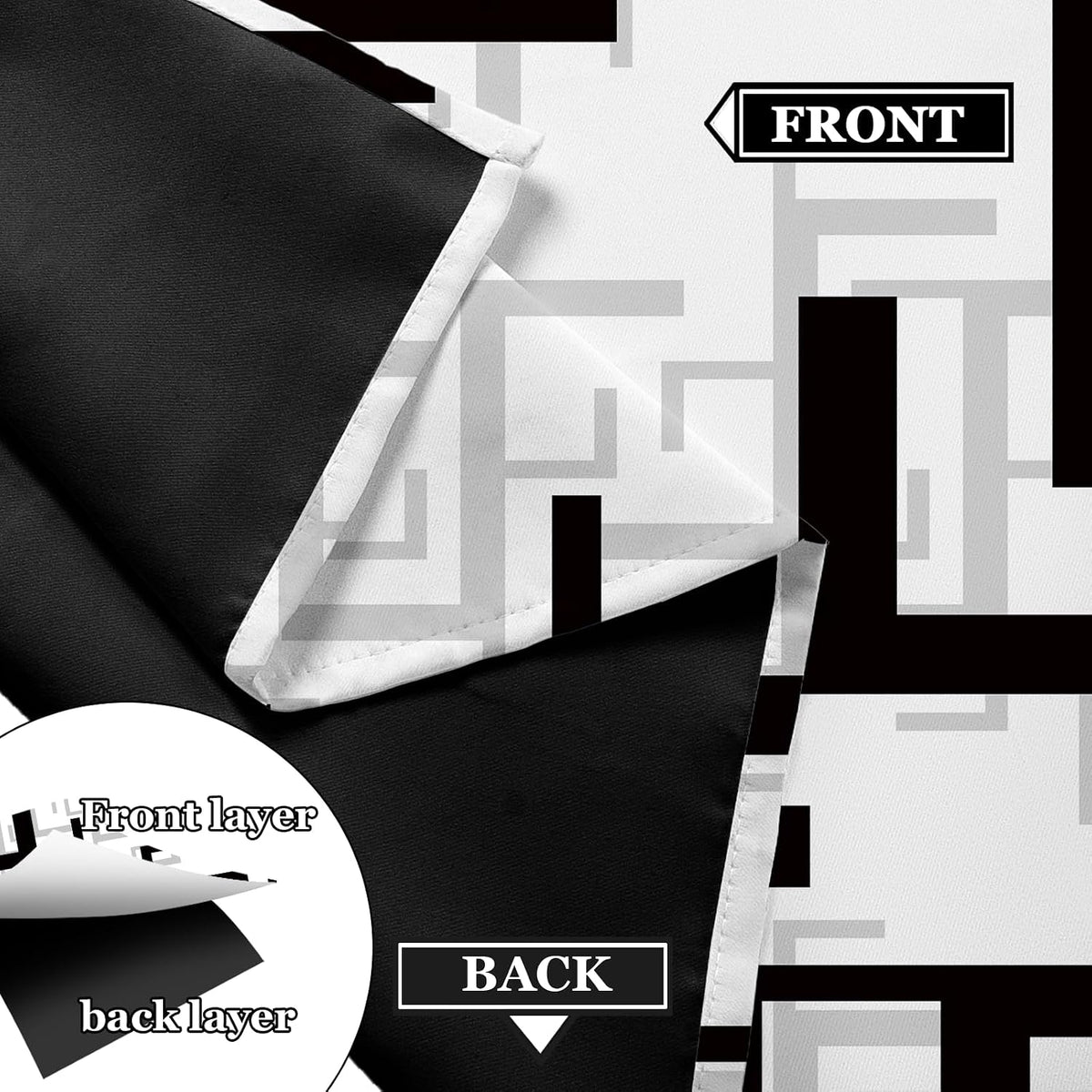Black and White Modern Blackout Curtains, 52 x 84 Inch, Grommet, 2 Panels